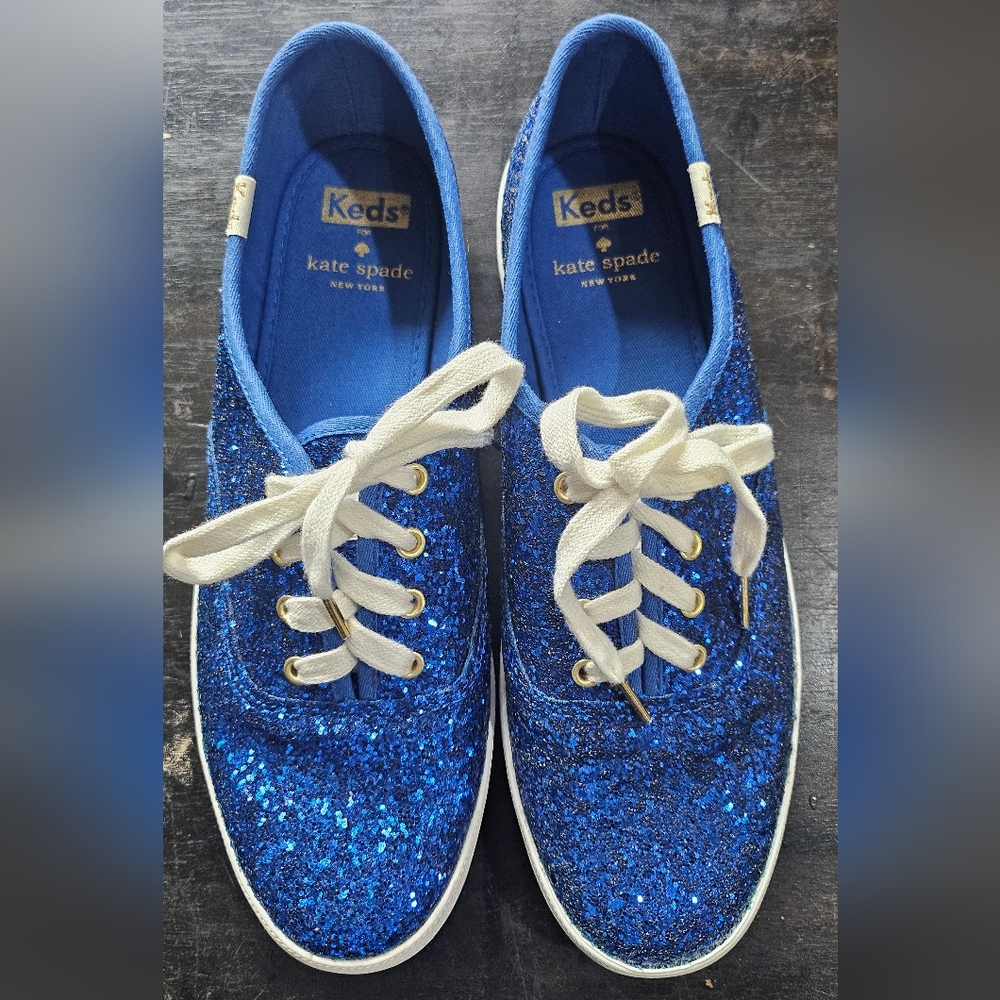 Keds Blue Glitter Sneakers with White Laces
